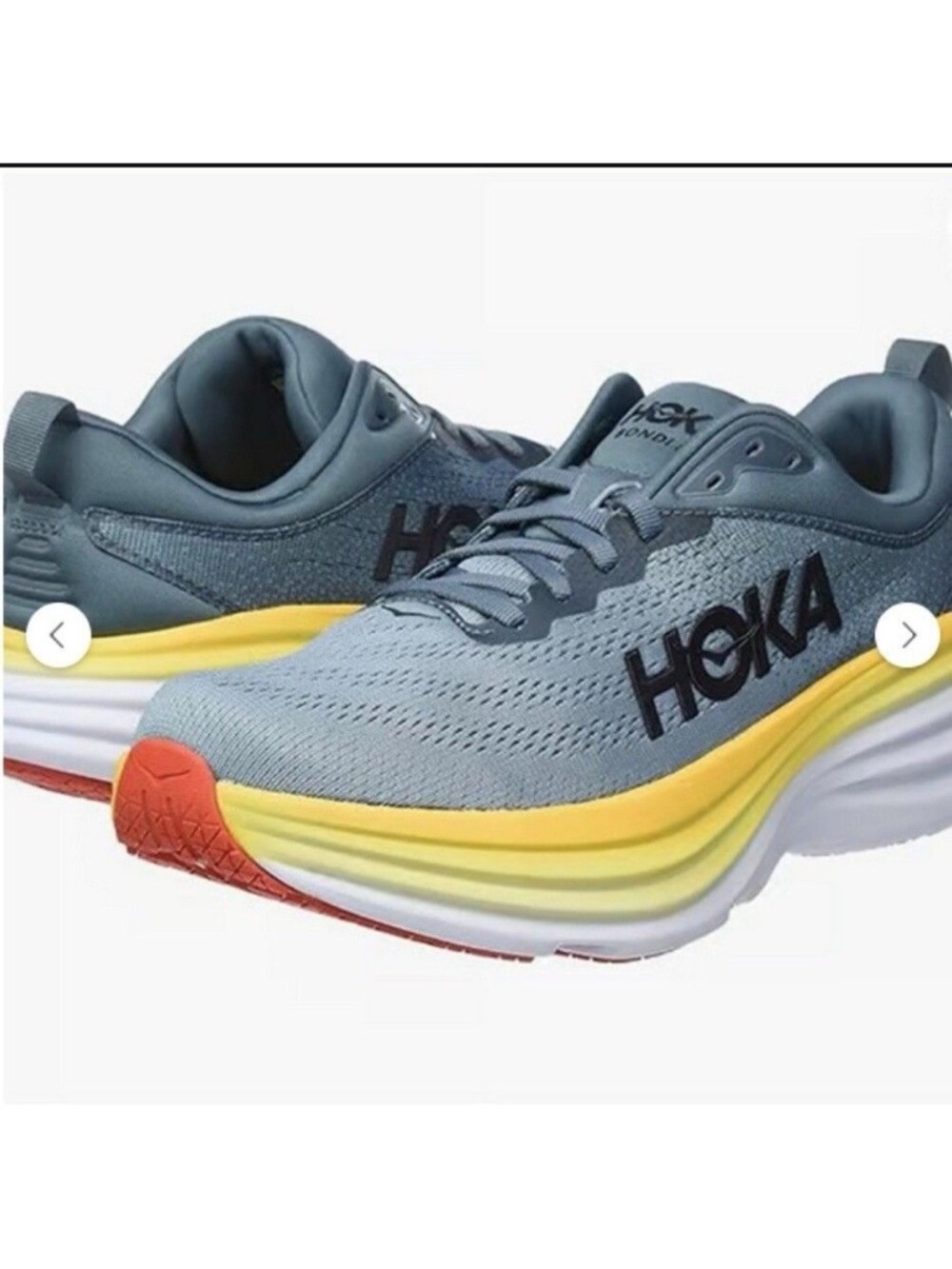 Hoka One One Bondi 8 Men's Size 8.5 D Grey Yellow Athletic
Running Sneakers